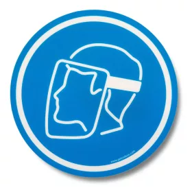   "PURTAȚI SCUT FACIAL" 300MM BLUE CIRCLE SEMNUL DE PARDOSEALĂ 
