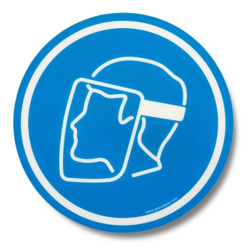 "PURTAȚI SCUT FACIAL" 300MM BLUE CIRCLE SEMNUL DE PARDOSEALĂ 