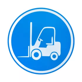   "Transport cu Stivuitor" floor sign 500 mm blue circle