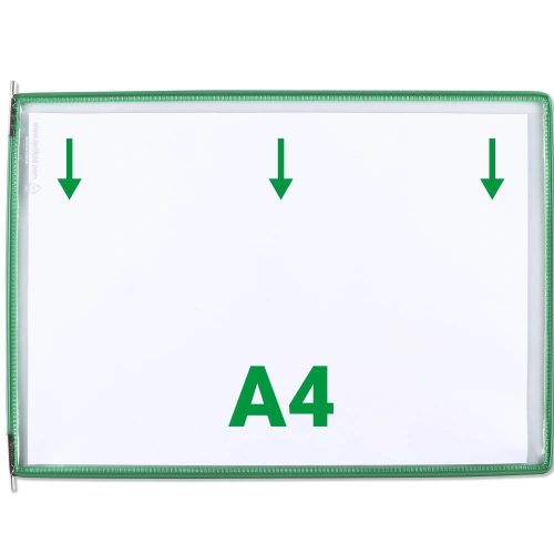 Tablă de prezentare A4, verde, mincinoasă, cu partea superioară deschisă