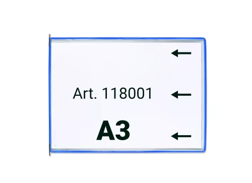 Tablă de prezentare A3, albastru, orizontal, deschis la exterior