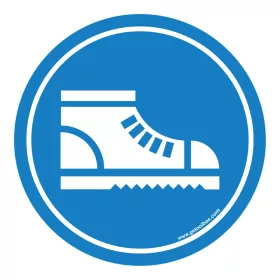   "UTILIZAREA ÎNCĂLȚĂMINTEI DE PROTECȚIE ESTE OBLIGATORIE" SEMNUL DE PARDOSEALĂ 