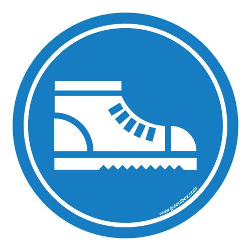 "UTILIZAREA ÎNCĂLȚĂMINTEI DE PROTECȚIE ESTE OBLIGATORIE" SEMNUL DE PARDOSEALĂ 