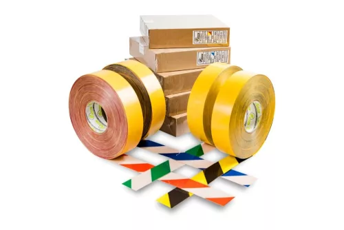 GEToolbox® Bandă de marcare a pardoselii 75mm x 50m GALBEN-ROȘU